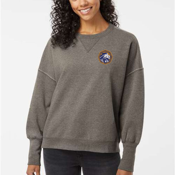 MV Sport Women's Sueded Fleece Crewneck Sweatshirt - Embroidered Logo Thumbnail
