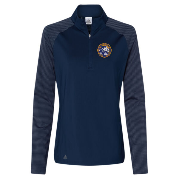 Adidas Women's Stripe Block Quarter Zip Pullover - Embroidered Logo Thumbnail