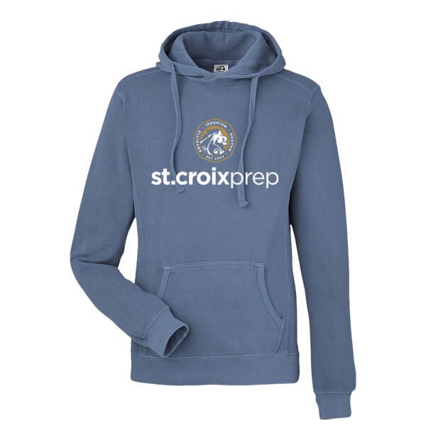 J.America Pigment Dyed Fleece Hooded Sweatshirt - Printed Logo Thumbnail