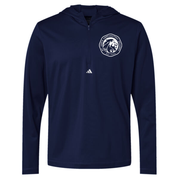 Adidas Lightweight Performance Quarter Zip Hooded Pullover - Printed Logo Thumbnail