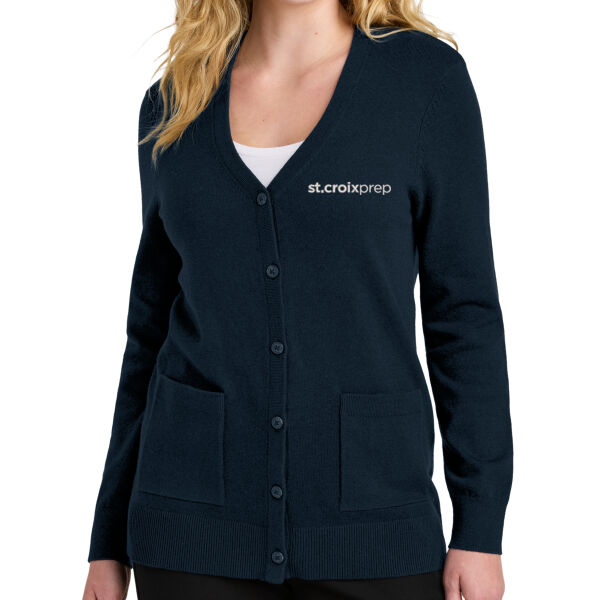 Port Authority Women's Easy Care Button Up Cardigan Sweater - Embroidered Logo Thumbnail
