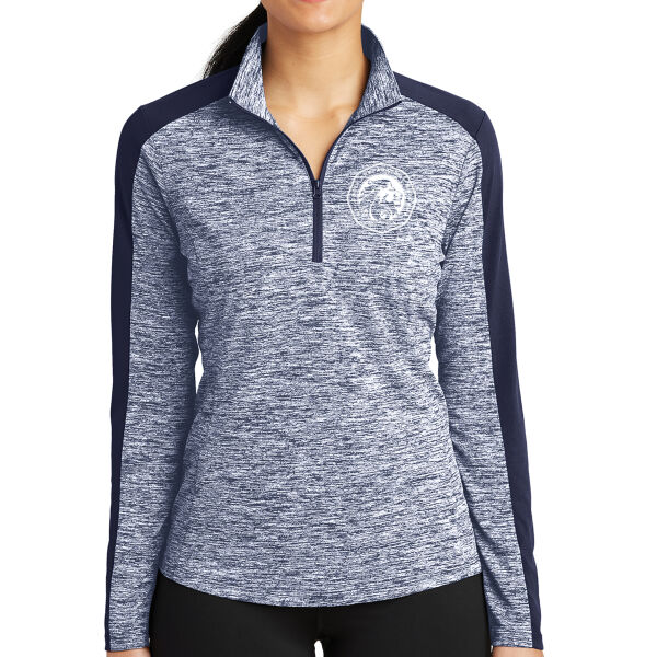 Sport-Tek Women's PosiCharge Electric Heather Colorblock 1/4-Zip Pullover - Printed Logo Thumbnail