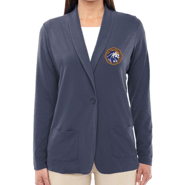 Devon & Jones Women's Perfect Fit Shawl Collar Cardigan - Embroidered Logo Thumbnail