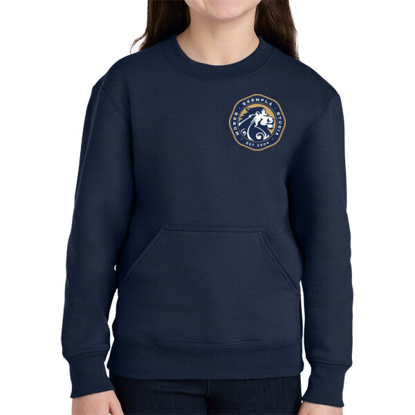 Port & Co™ Youth Core Fleece Crewneck Pocket Sweatshirt - Printed Logo Thumbnail