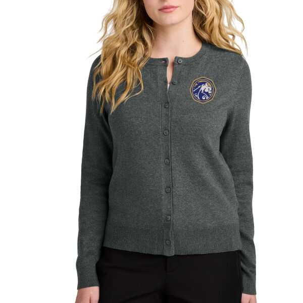 Port Authority Women's Easy Care Crewneck Cardigan Sweater - Embroidered Logo Thumbnail