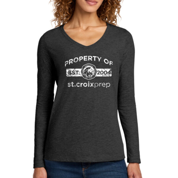 Port & Co Women's Long Sleeve Fan Favorite V-Neck Tee - Printed Logo Thumbnail