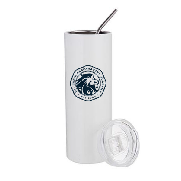 20 Oz Stainless Steel Tumbler with Straw & Lid - Sublimated Logo Thumbnail