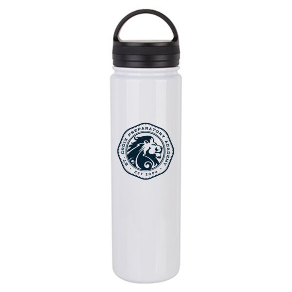 23 oz Stainless Steel Water Bottle with Portable Lid - Sublimated Logo Thumbnail