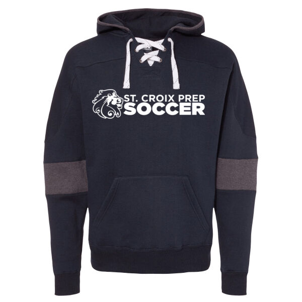 J. America Sport Lace Colorblocked Fleece Hooded Sweatshirt - Printed Logo Thumbnail