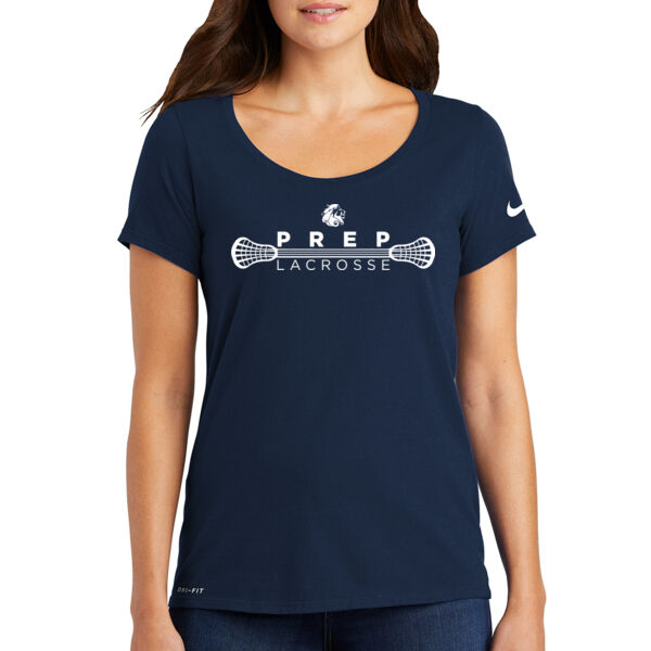 Nike Ladies Dri-Fit Cotton/Poly Scoop Neck Tee - Printed Logo Thumbnail