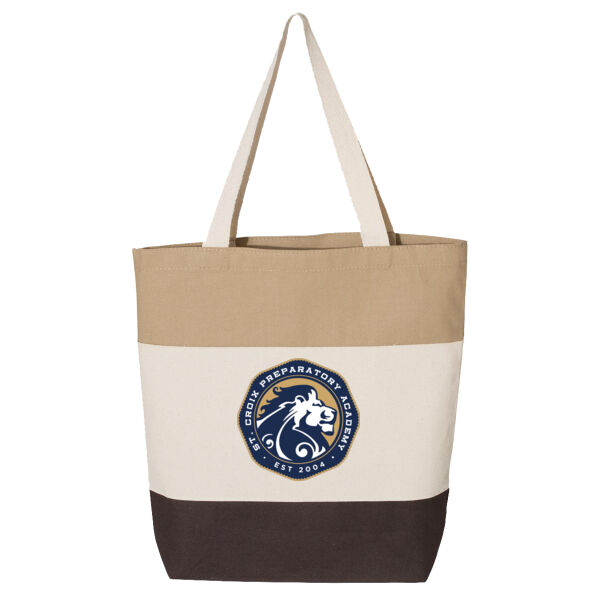 Q-Tees 11L Tri-Color Tote - Printed Logo Thumbnail