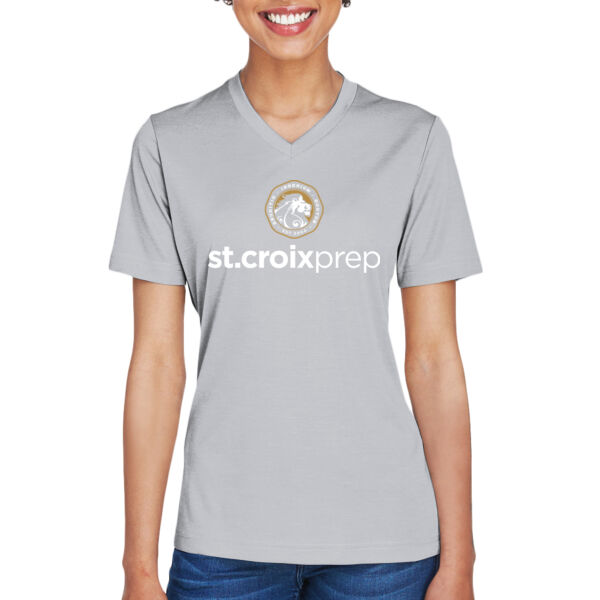 Team 365 Women's Sonic Heather Performance T-Shirt - Printed Logo Thumbnail