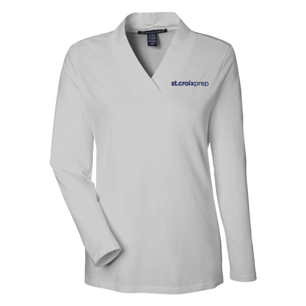 Women's Raleigh Shawl Collar Knit Top - Embroidered Logo Thumbnail